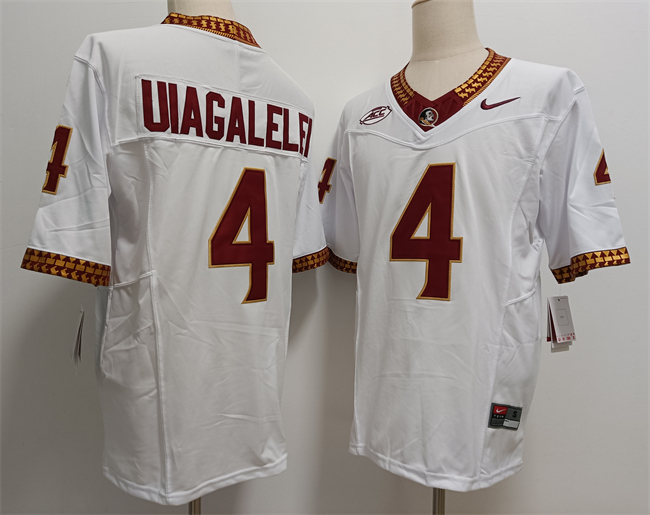 Men's Florida State Seminoles #4 DJ Uiagalelei White 2023 F.U.S.E Stitched Jersey